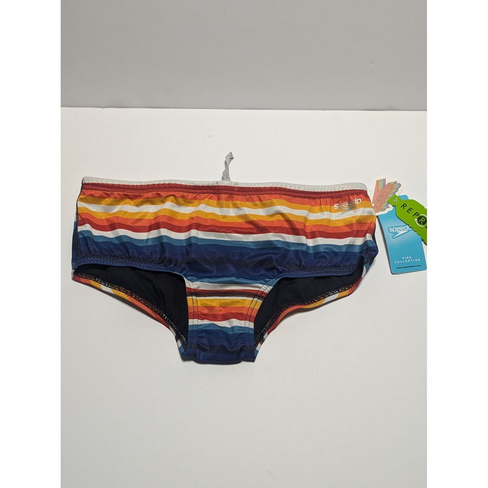 Speedo Mens Vibe Collection Eco Endurance Swim Briefs Striped Multicolor 32